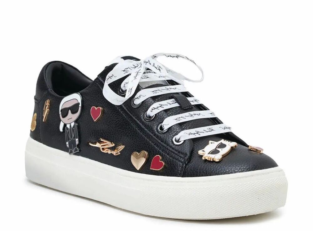 Karl Lagerfeld CATE PINS LACE UP SNEAKER in Bright White Size 9